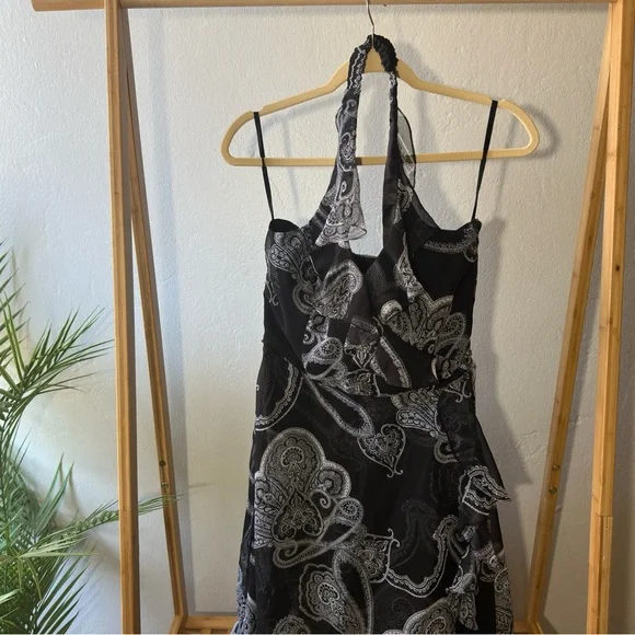 green floral wedding guest dress Retro Stage V-Neck Collar Floral Vintage Dress Green